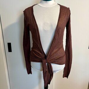 Anthropologie Copper Sparkle Open Cardigan, sz L